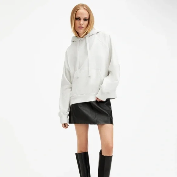 AllSaints Talon Underground Sequin Oversized White Hoodie - Picture 5 of 8